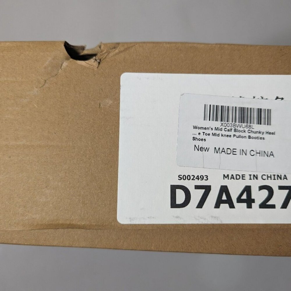 NEW- Womens Size 7 Slouchy Chunky High Heel Mid Calf Boots Almond Slip On - Picture 2 of 9